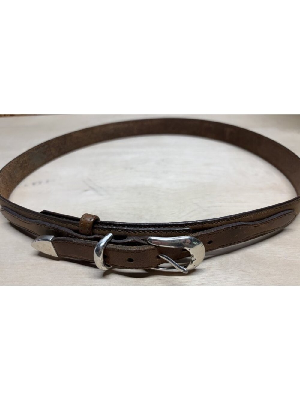 Orvis Men’s Tan Brown Leather Texas Ranger Belt Solid Brass Double Hitch 38